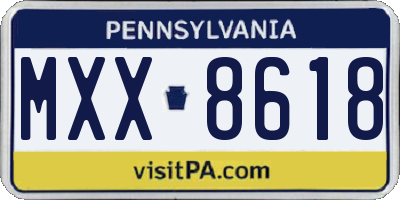 PA license plate MXX8618