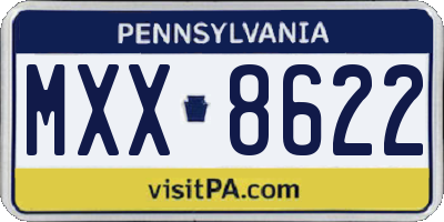PA license plate MXX8622