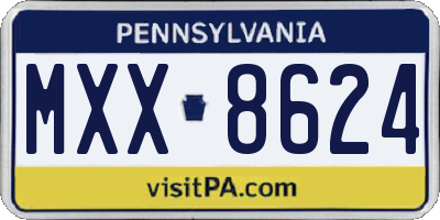 PA license plate MXX8624