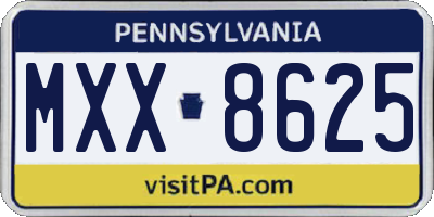 PA license plate MXX8625