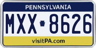 PA license plate MXX8626