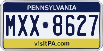 PA license plate MXX8627