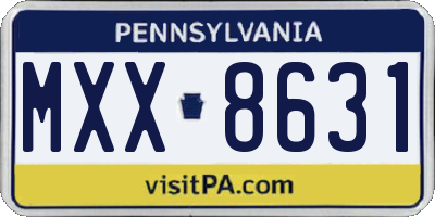 PA license plate MXX8631