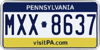 PA license plate MXX8637
