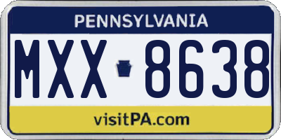 PA license plate MXX8638