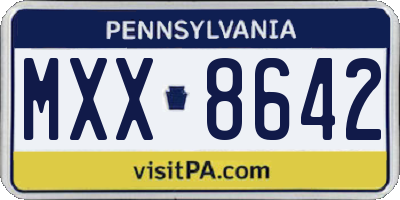 PA license plate MXX8642