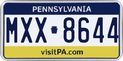 PA license plate MXX8644