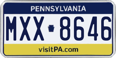 PA license plate MXX8646