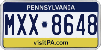 PA license plate MXX8648