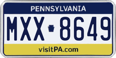 PA license plate MXX8649
