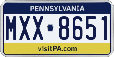 PA license plate MXX8651