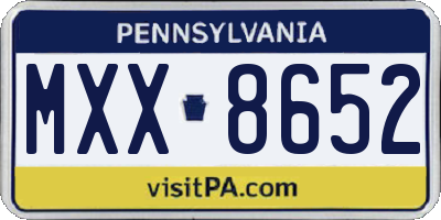 PA license plate MXX8652