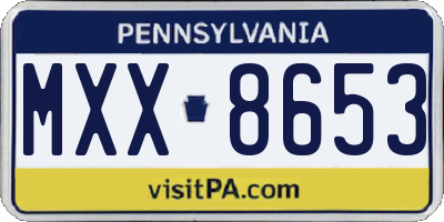 PA license plate MXX8653
