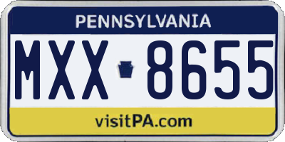 PA license plate MXX8655