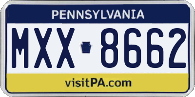 PA license plate MXX8662