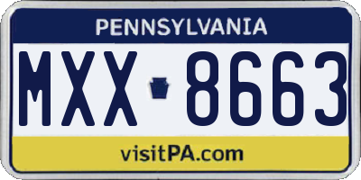 PA license plate MXX8663