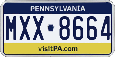 PA license plate MXX8664