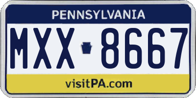 PA license plate MXX8667