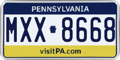 PA license plate MXX8668