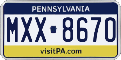 PA license plate MXX8670