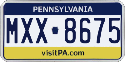 PA license plate MXX8675