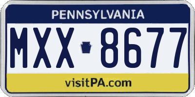 PA license plate MXX8677