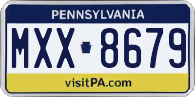 PA license plate MXX8679