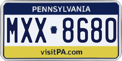 PA license plate MXX8680