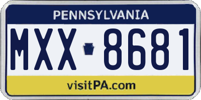 PA license plate MXX8681