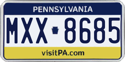 PA license plate MXX8685