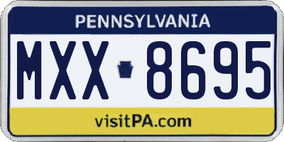 PA license plate MXX8695
