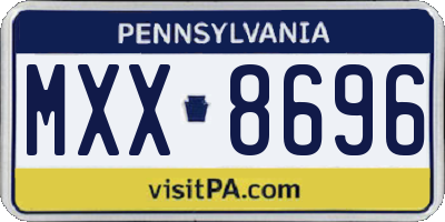 PA license plate MXX8696