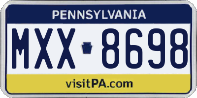 PA license plate MXX8698