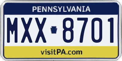 PA license plate MXX8701