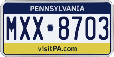 PA license plate MXX8703