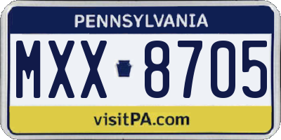 PA license plate MXX8705