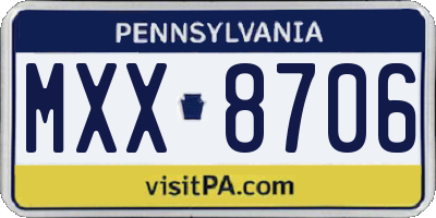 PA license plate MXX8706