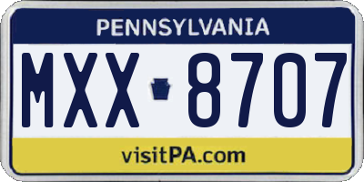 PA license plate MXX8707