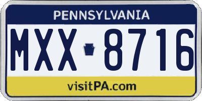 PA license plate MXX8716