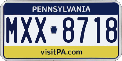 PA license plate MXX8718