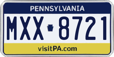 PA license plate MXX8721