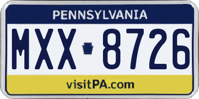 PA license plate MXX8726