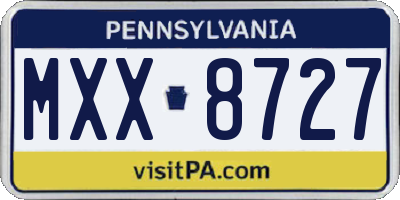 PA license plate MXX8727
