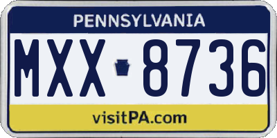 PA license plate MXX8736