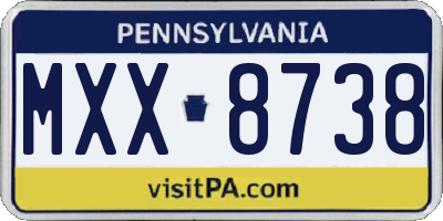 PA license plate MXX8738