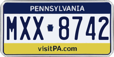 PA license plate MXX8742