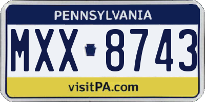 PA license plate MXX8743