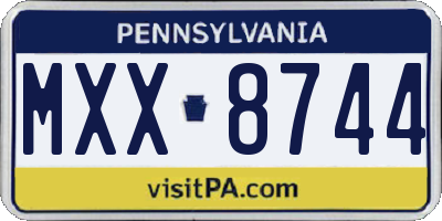 PA license plate MXX8744