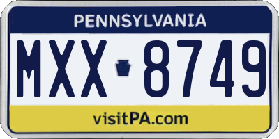 PA license plate MXX8749