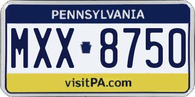 PA license plate MXX8750